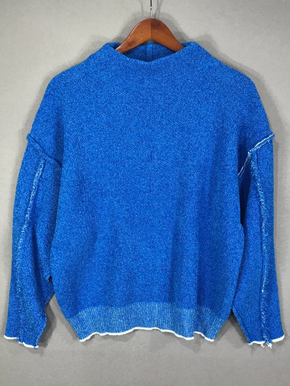 Leela & Lavender Sweater Women's Small / Medium Blue Pullover Reverse Seam LS